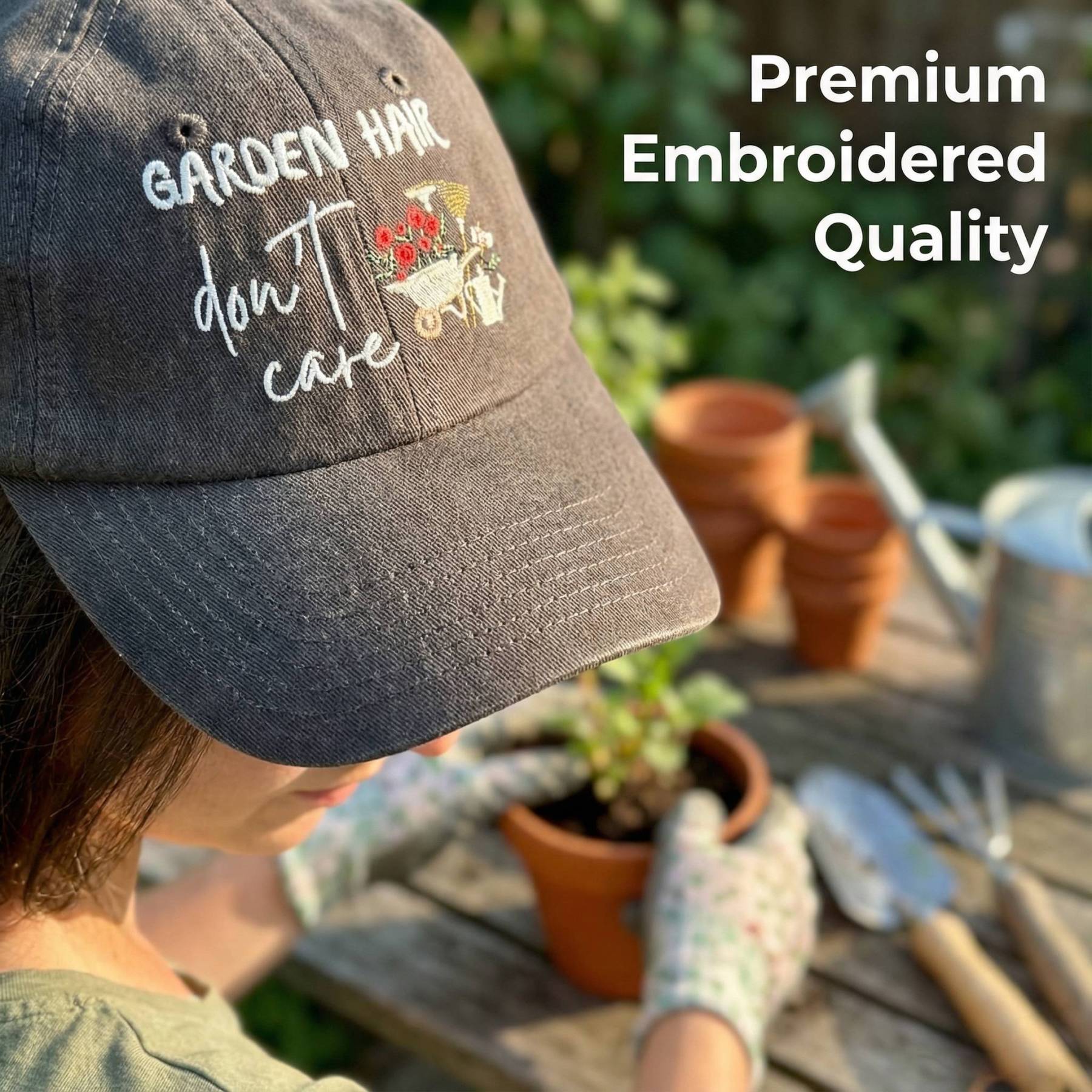 🔥New Arrivals Exclusive Sale🔥Garden Hair, Don't Care Embroidered Hat - Plant Lover's Cap, Nature-Inspired Baseball Hat