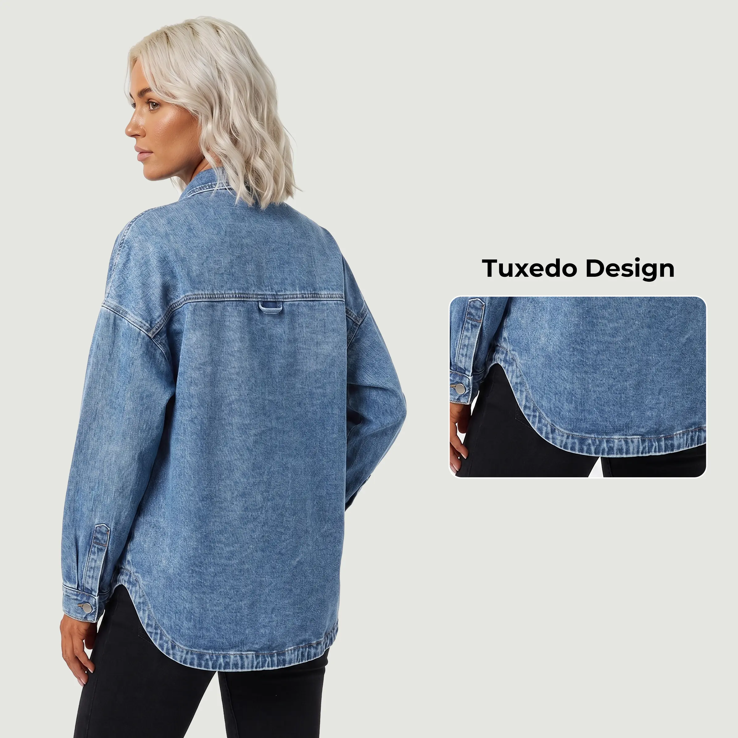 Women Oversized Denim Shirt Jacket
