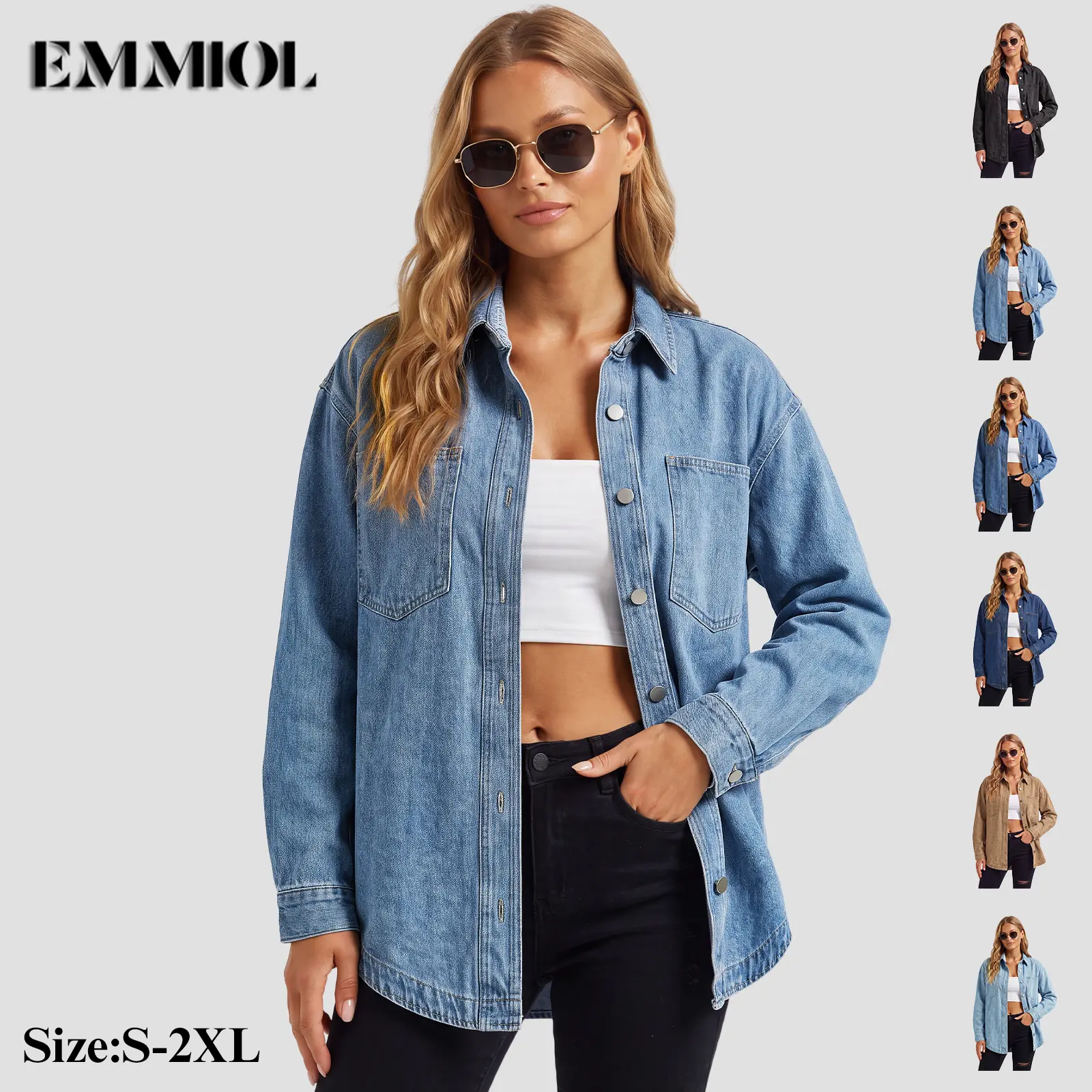 Women Oversized Denim Shirt Jacket
