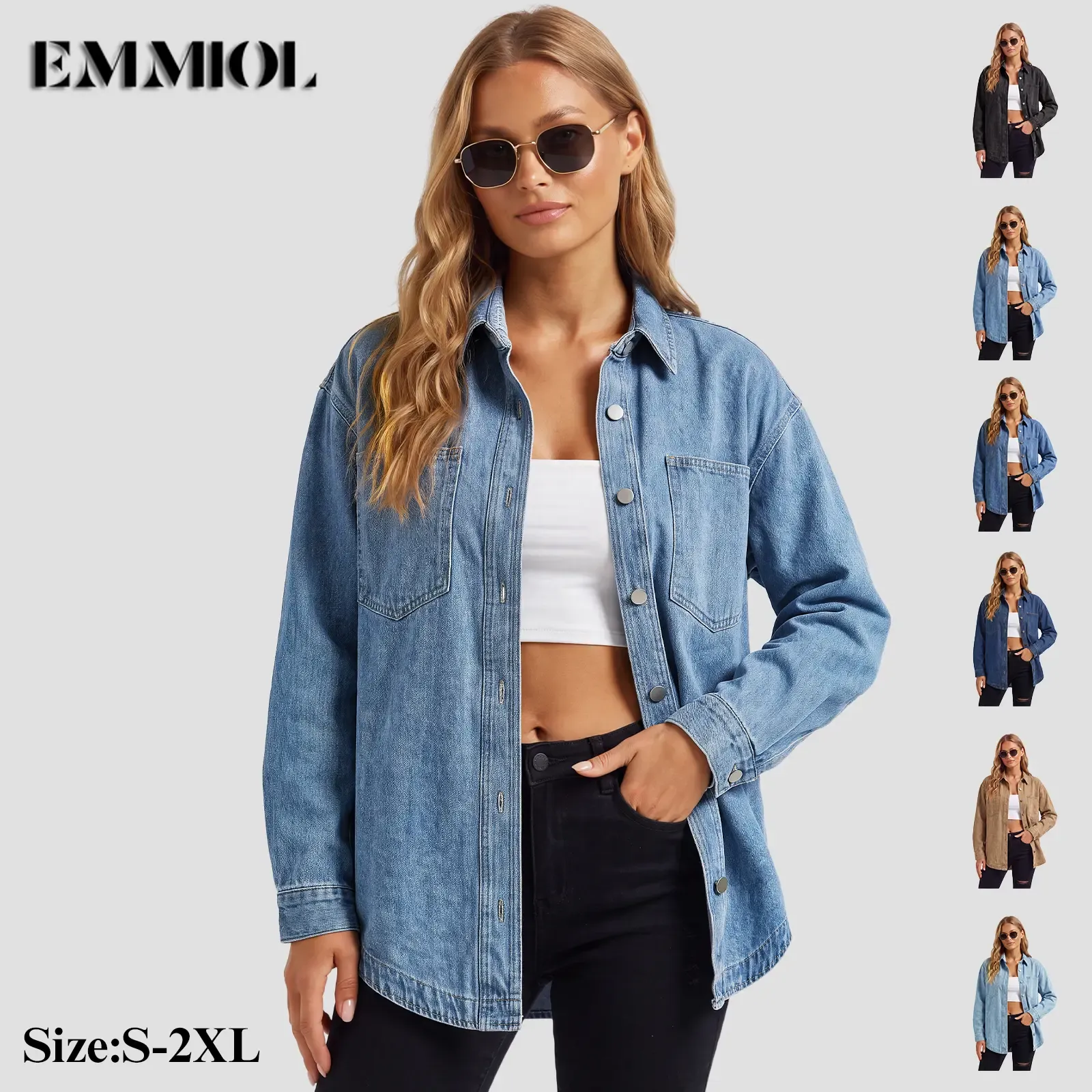 Women Oversized Denim Shirt Jacket