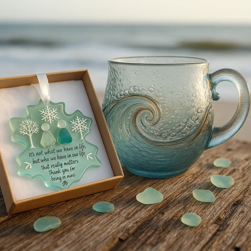 🎄Christmas Best Gifts🔥 Unique Handcrafted Sea Glass Ocean Wave Mug🎁Free Gifts