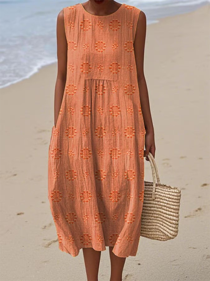 Women's Stylish and Flattering Print Cotton Dress