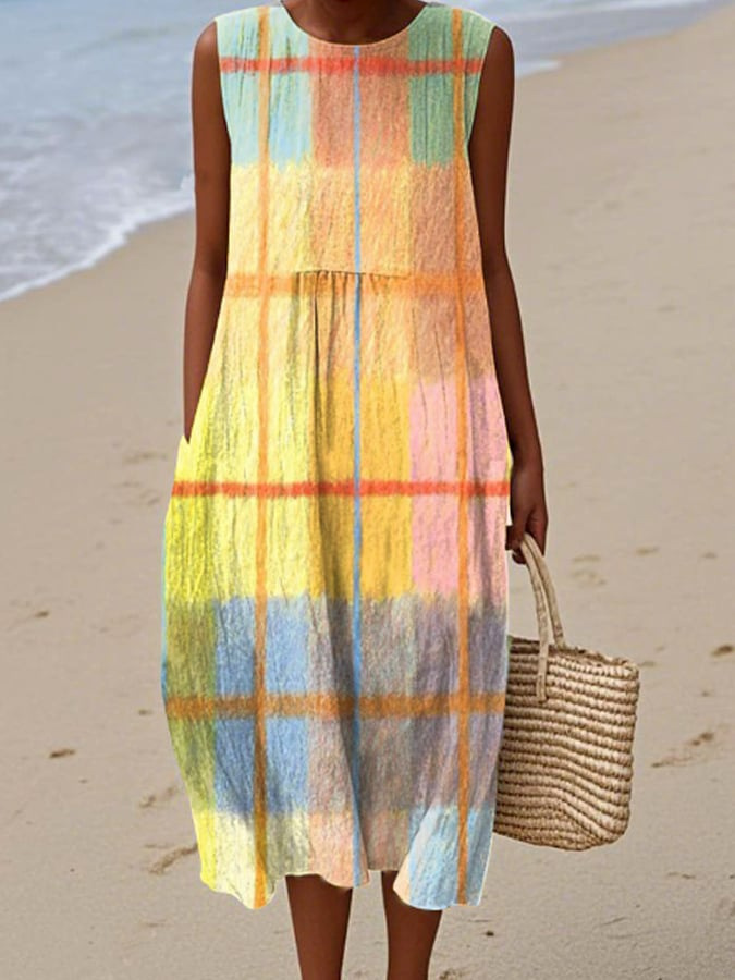 Women's Stylish and Flattering Print Cotton Dress