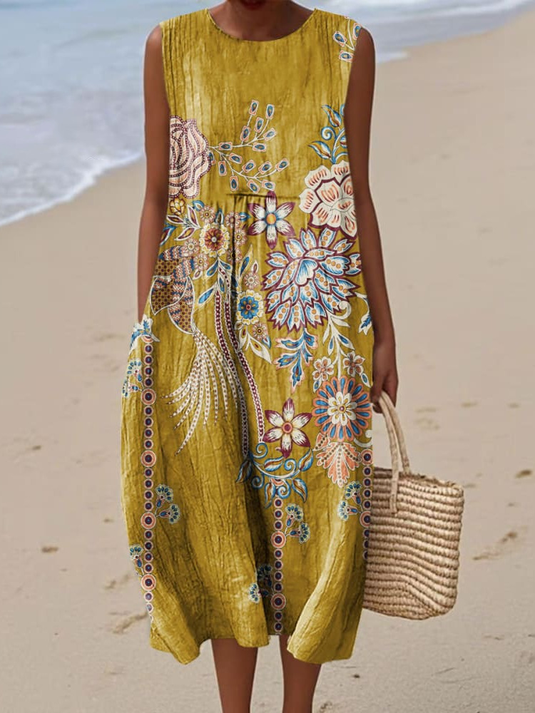 Women's Stylish and Flattering Print Cotton Dress