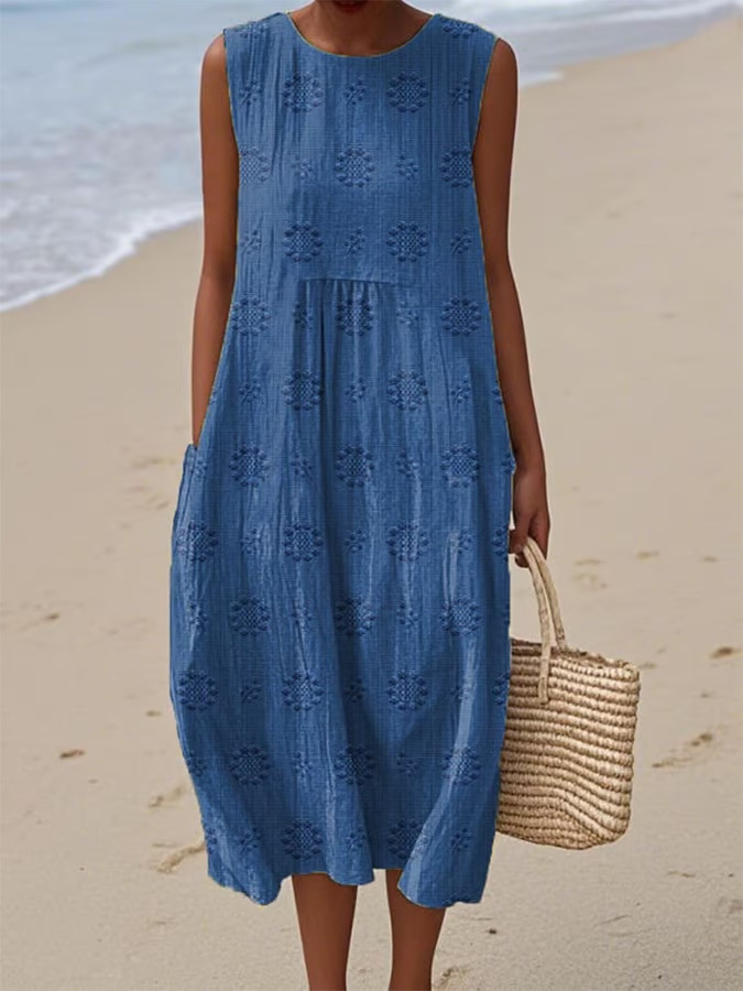 Women's Stylish and Flattering Print Cotton Dress