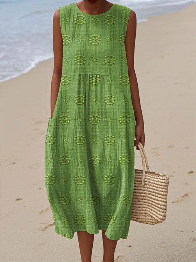 Women's Stylish and Flattering Print Cotton Dress