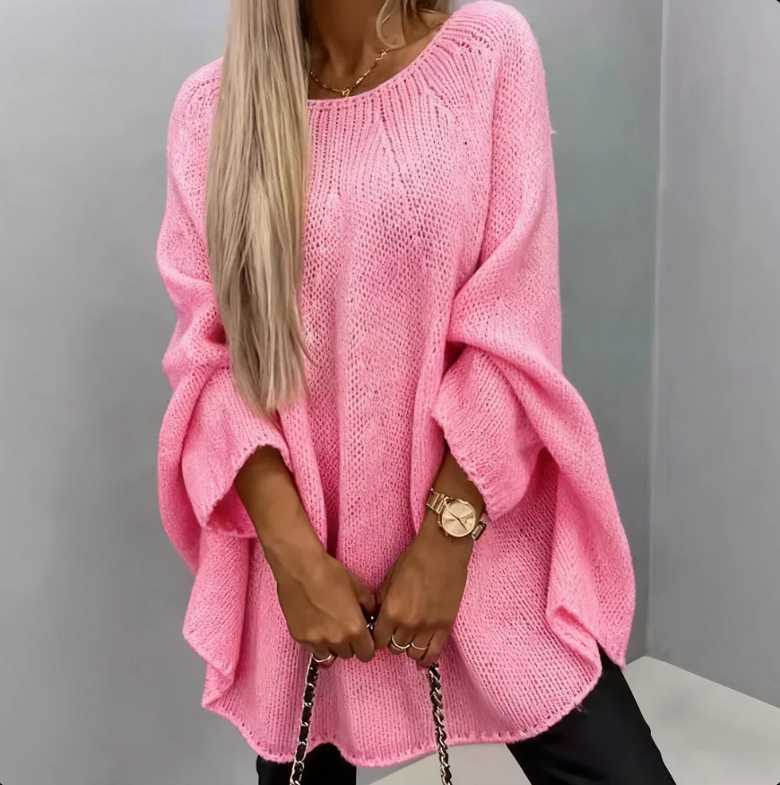 Crew Neck Dolman Sleeve Casual Sweater