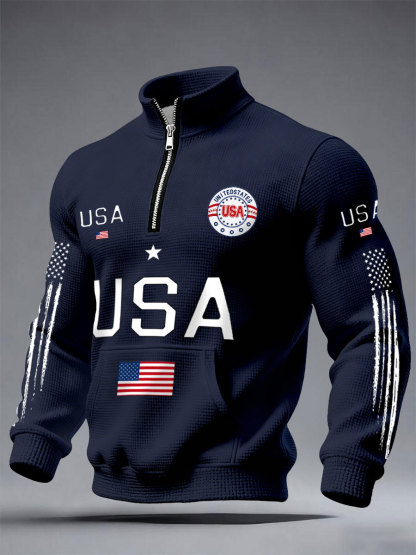 Men's USA Flag Waffle Sweatshirts