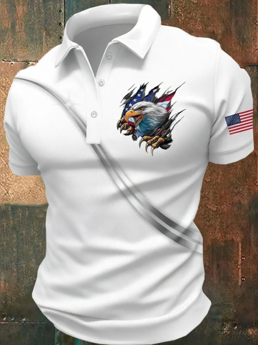 Men's America 250th Anniversary Print Casual Polo Shirt