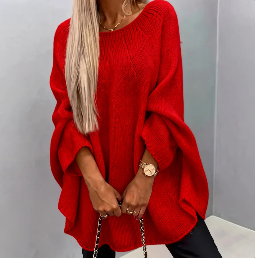 Crew Neck Dolman Sleeve Casual Sweater