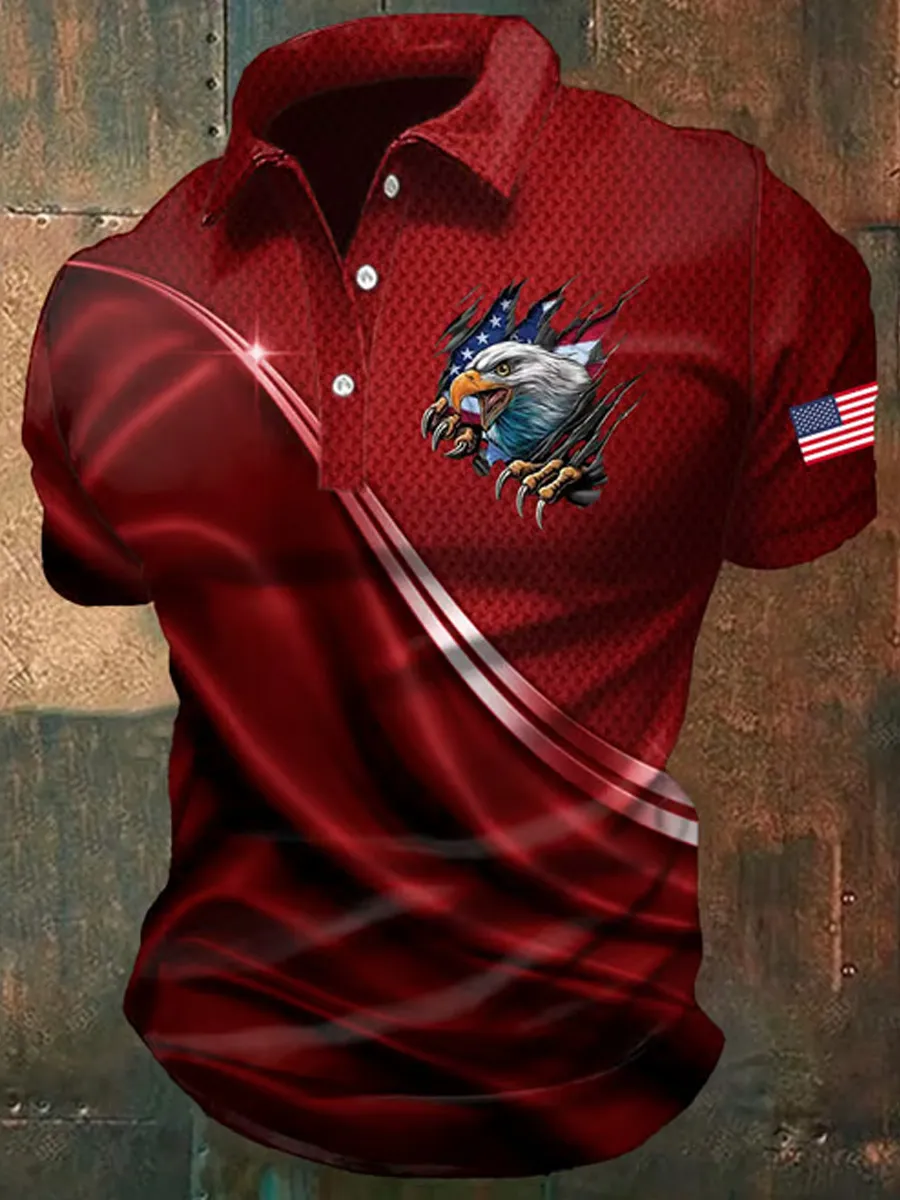 Men's America 250th Anniversary Print Casual Polo Shirt