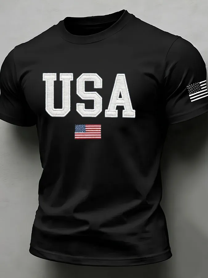 Men'S American Flag Independence Day Celebration Classic Pattern Short Sleeve T-Shirt