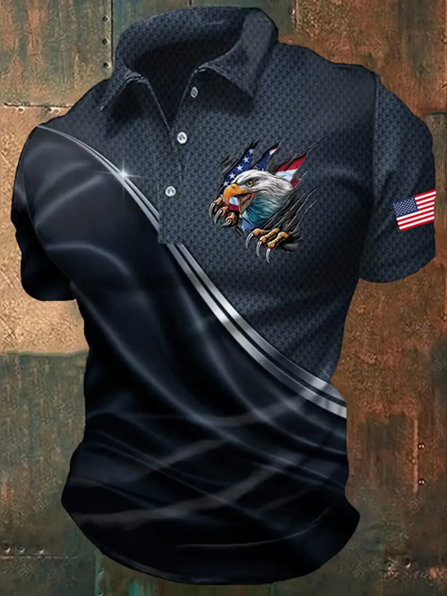 Men's America 250th Anniversary Print Casual Polo Shirt