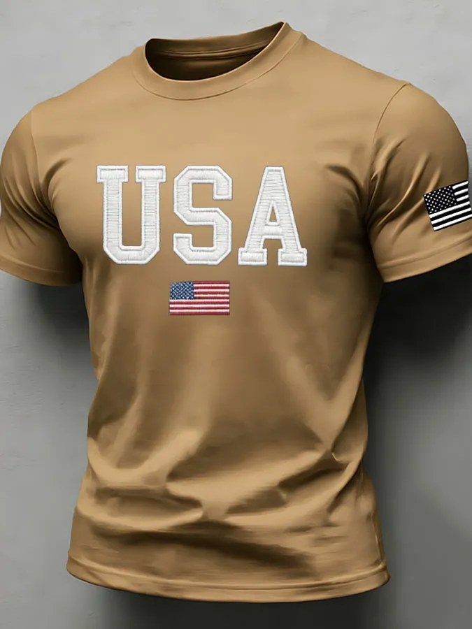 Men'S American Flag Independence Day Celebration Classic Pattern Short Sleeve T-Shirt