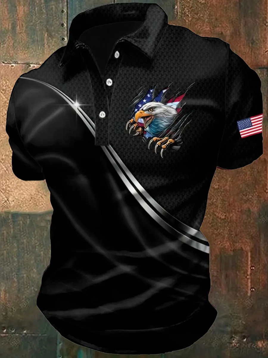 Men's America 250th Anniversary Print Casual Polo Shirt