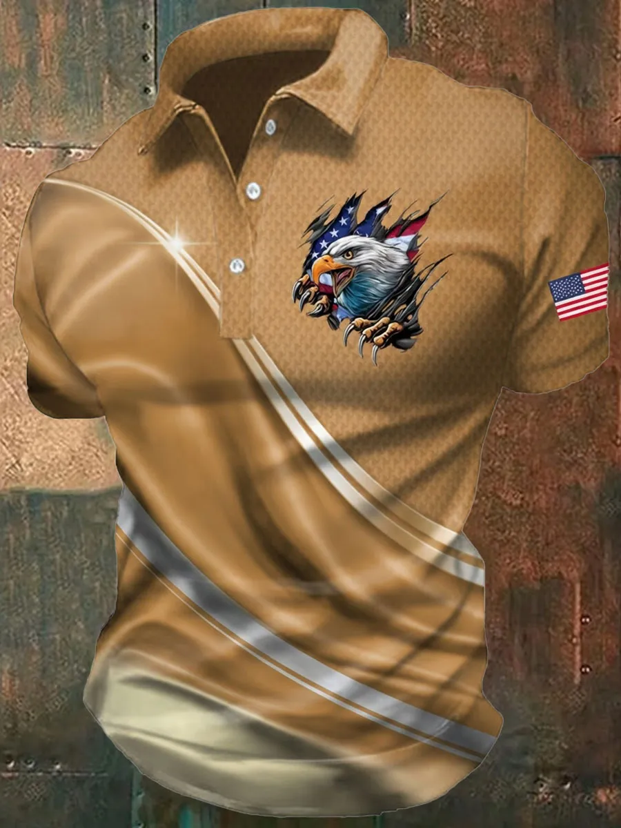 Men's America 250th Anniversary Print Casual Polo Shirt