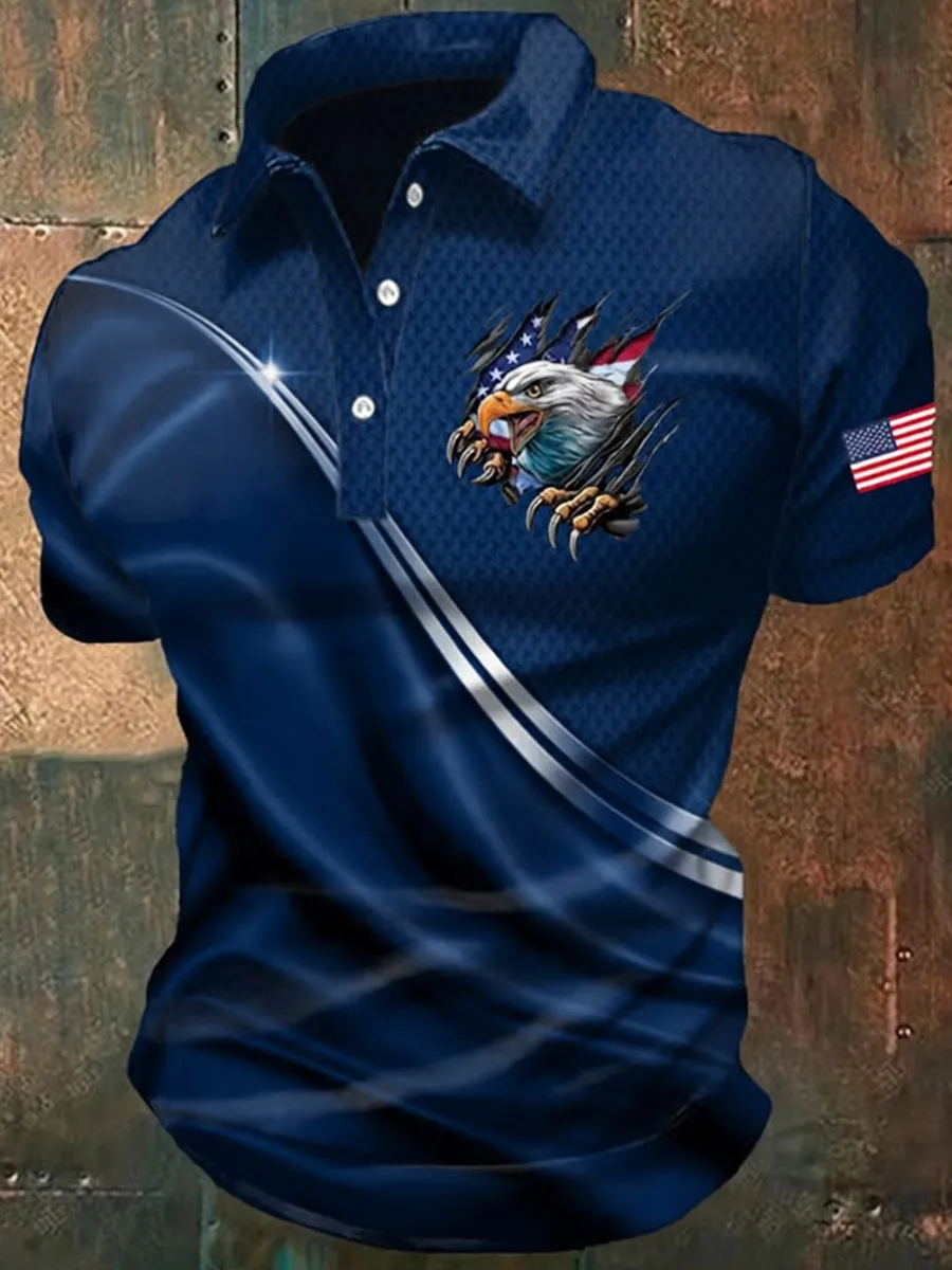Men's America 250th Anniversary Print Casual Polo Shirt