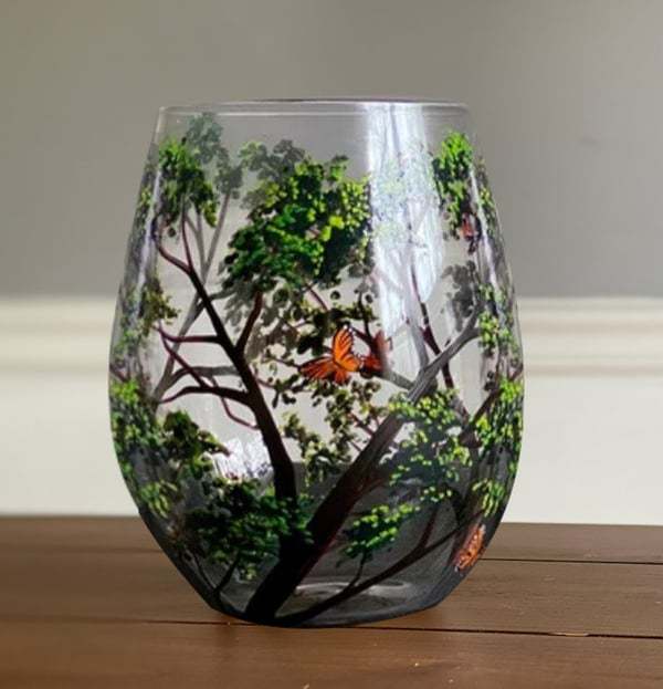 Hand Painted Art - Four Seasons Tree Wine Glasses