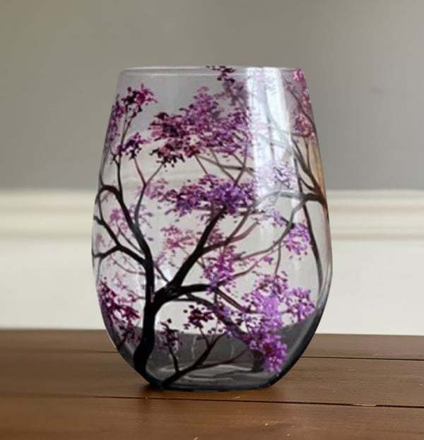 Hand Painted Art - Four Seasons Tree Wine Glasses
