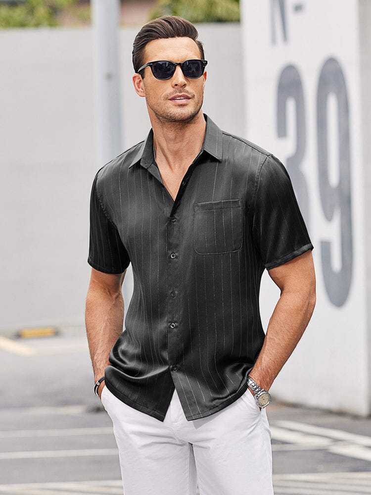 Casual Silk Satin Short Sleeve Shirt 