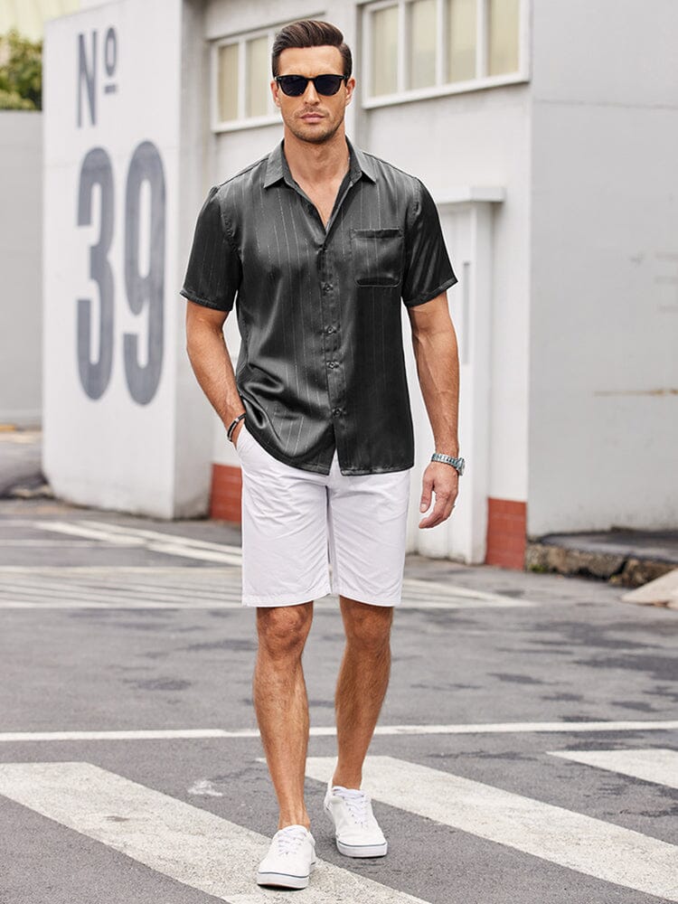 Casual Silk Satin Short Sleeve Shirt 