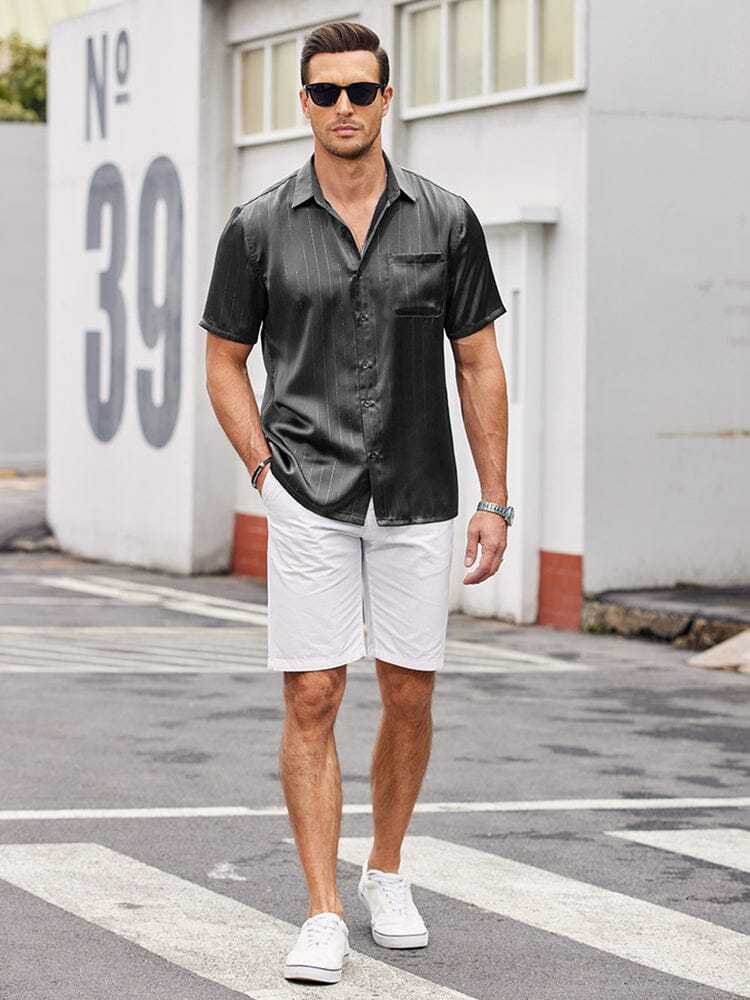 Casual Silk Satin Short Sleeve Shirt 
