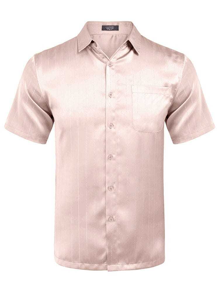 Casual Silk Satin Short Sleeve Shirt 
