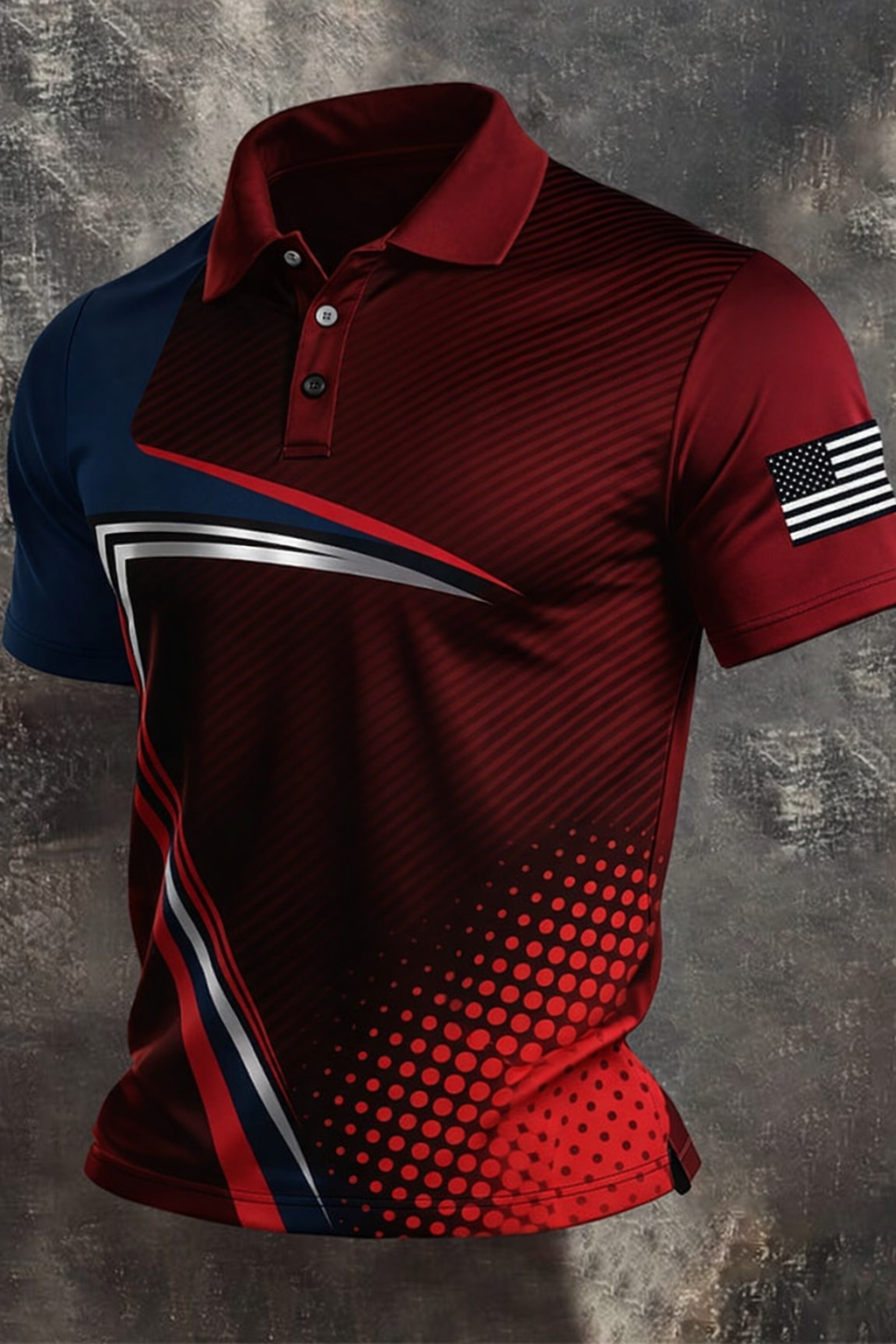 Men's Retro Patriot Color Block Polo Collar Short Sleeve