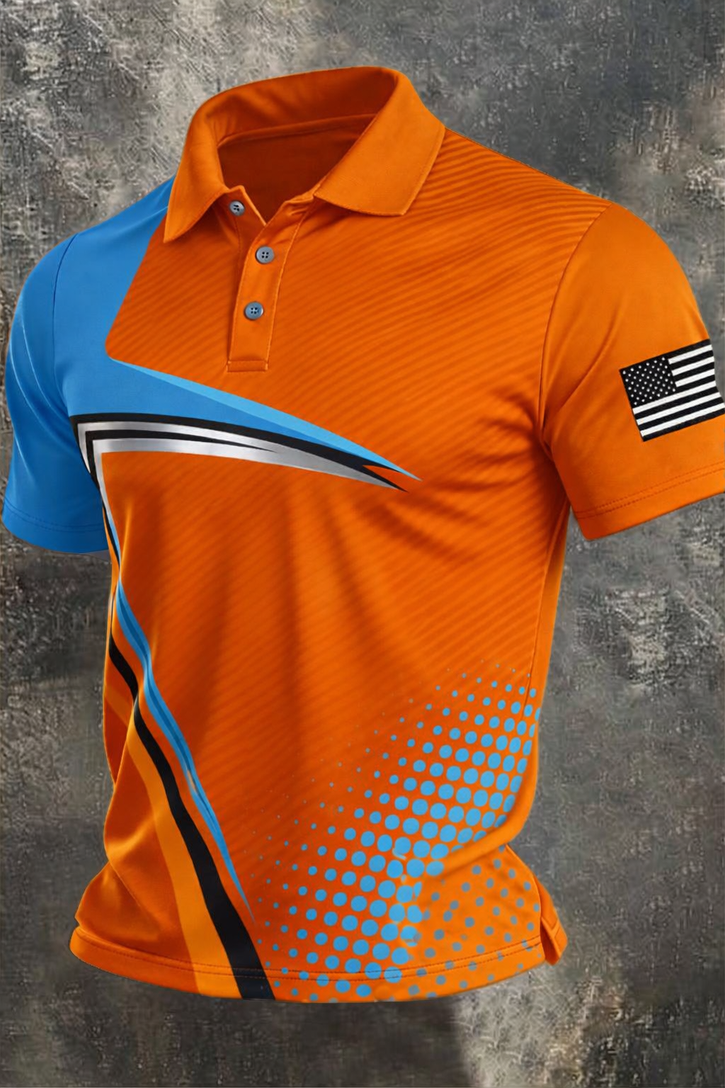Men's Retro Patriot Color Block Polo Collar Short Sleeve
