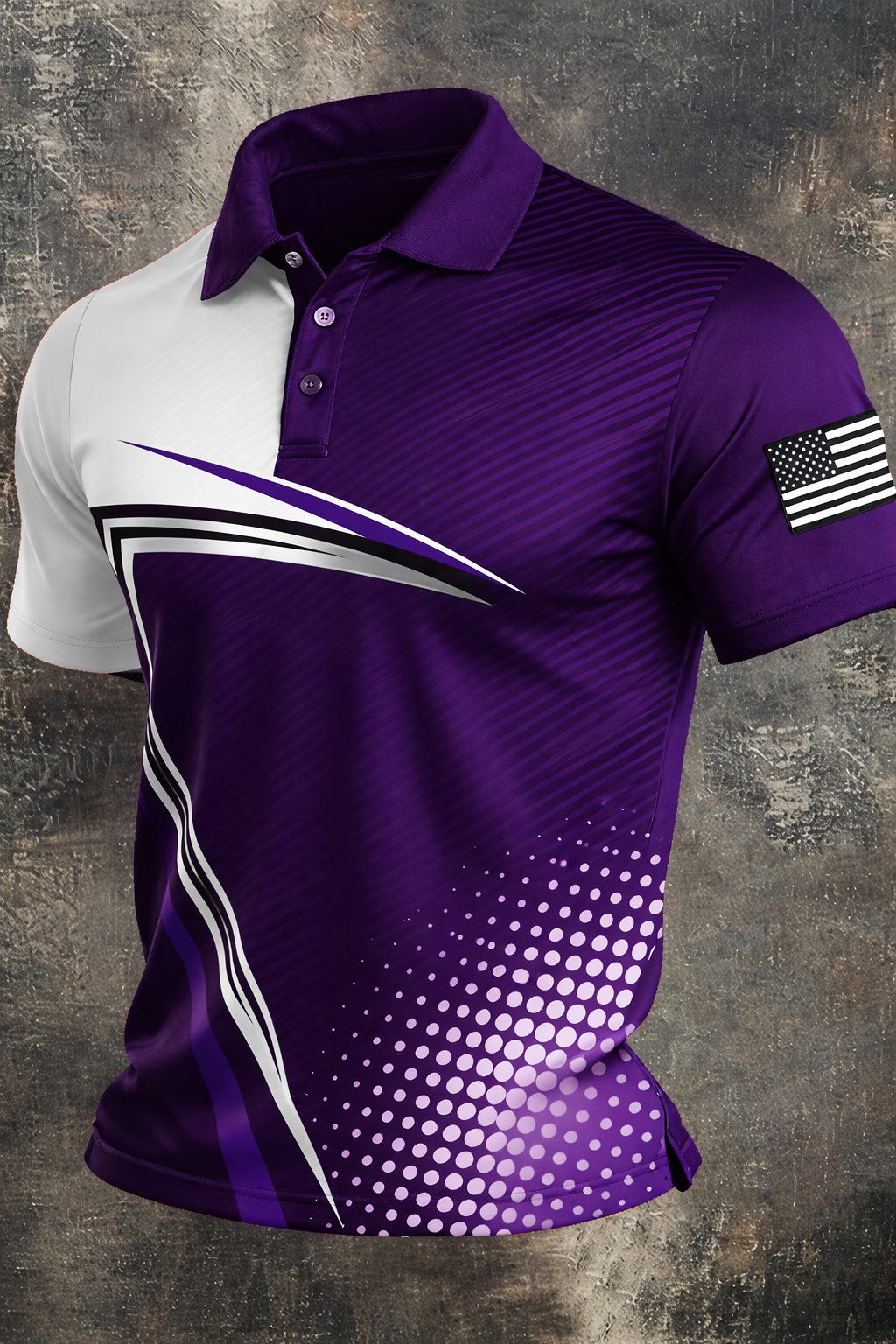 Men's Retro Patriot Color Block Polo Collar Short Sleeve