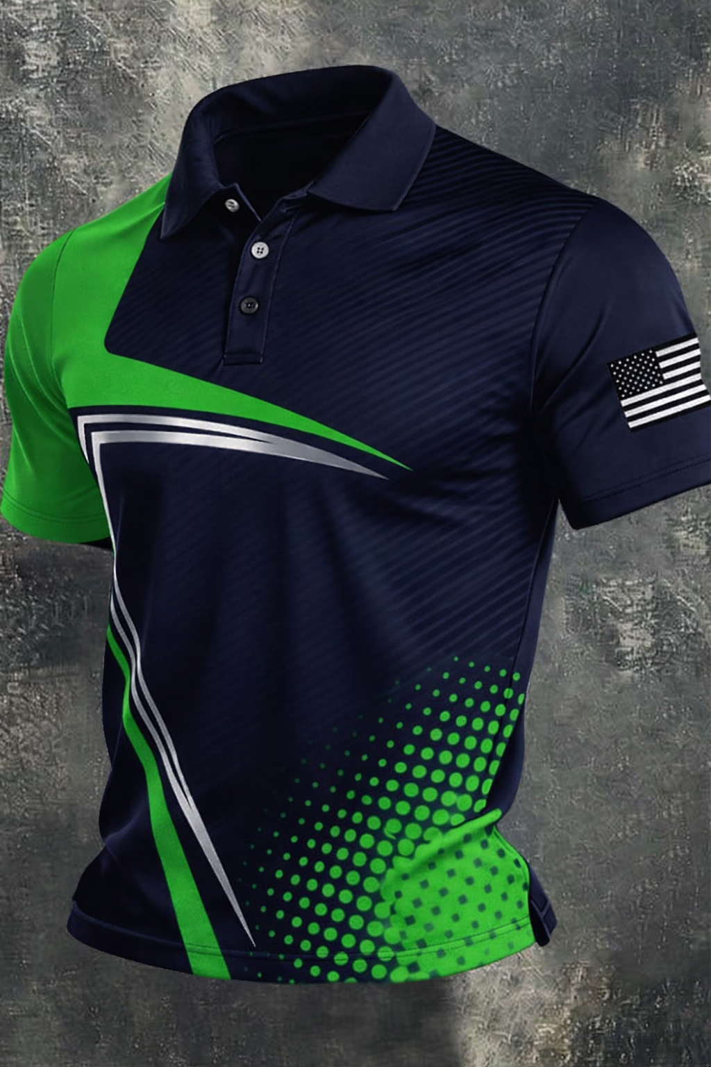 Men's Retro Patriot Color Block Polo Collar Short Sleeve