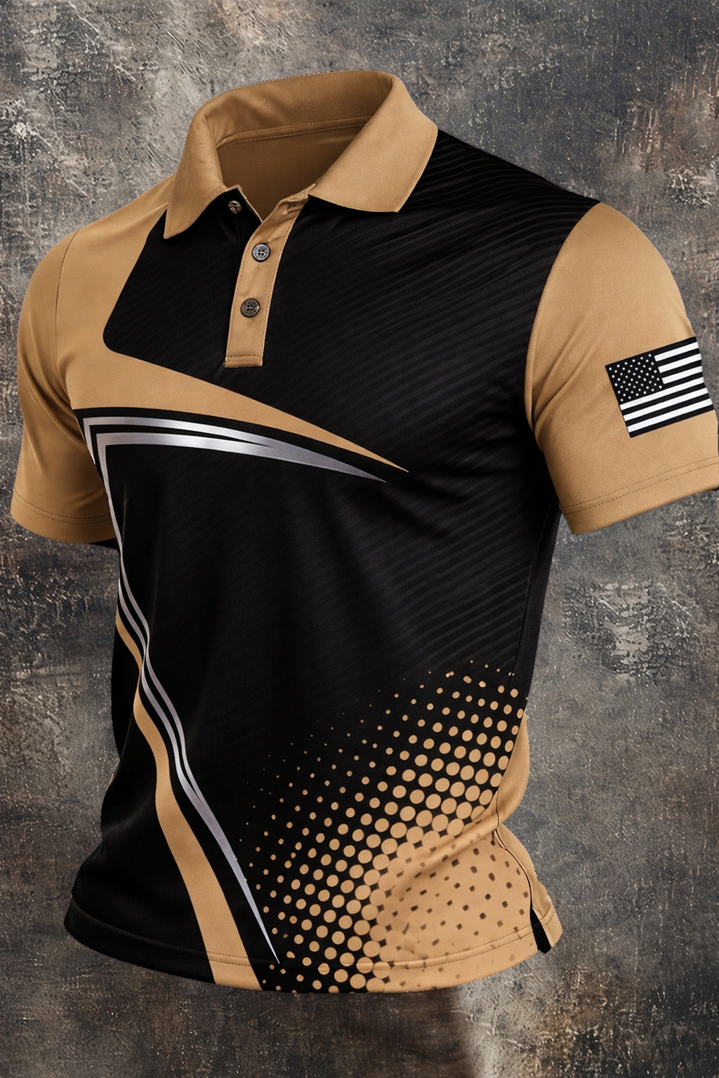 Men's Retro Patriot Color Block Polo Collar Short Sleeve