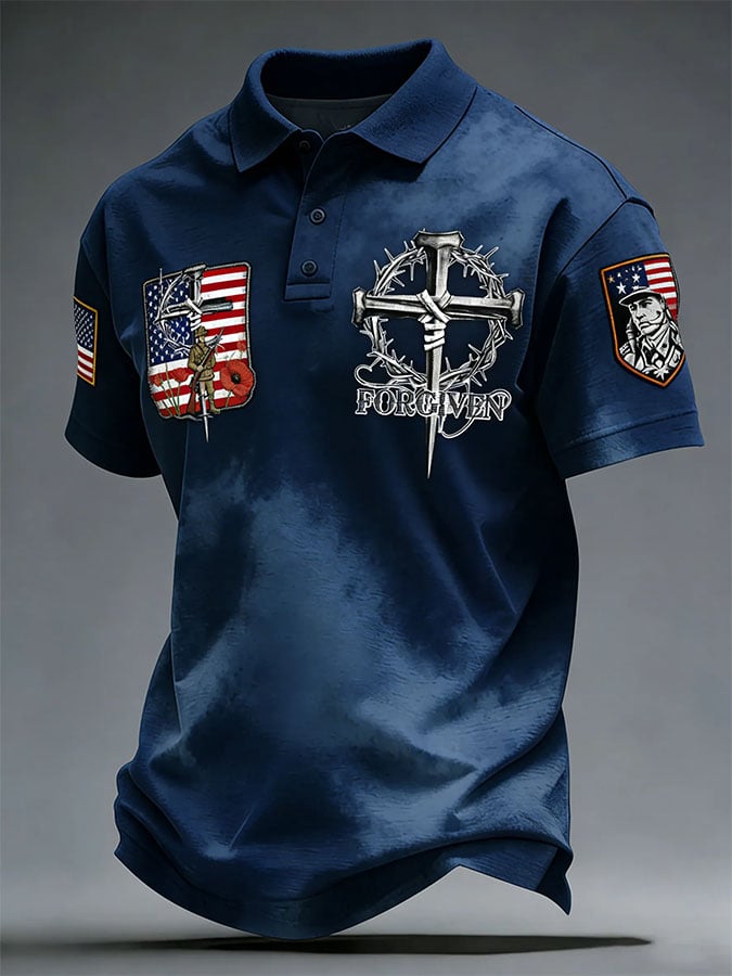 Men's Casual Memorial Day Printed Polo Shirt