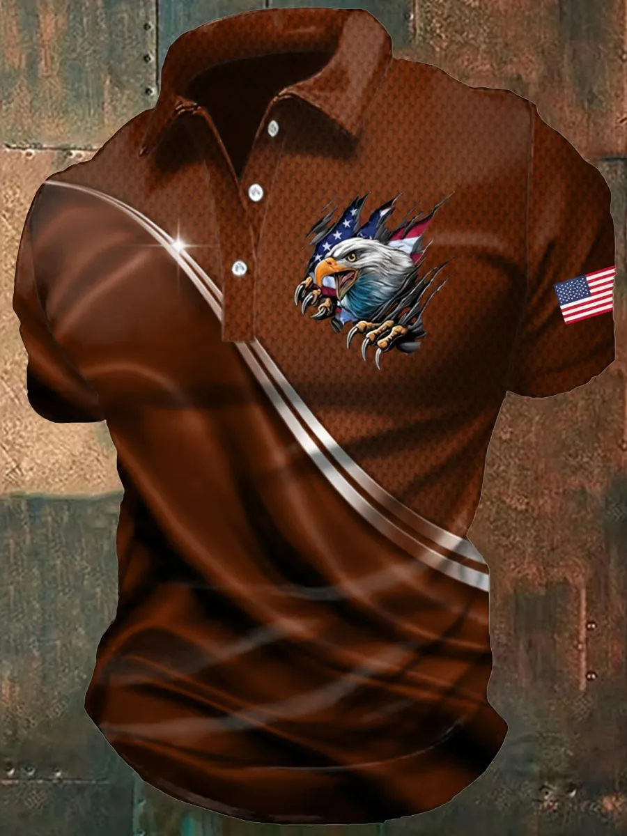 Men's America 250th Anniversary Print Casual Polo Shirt