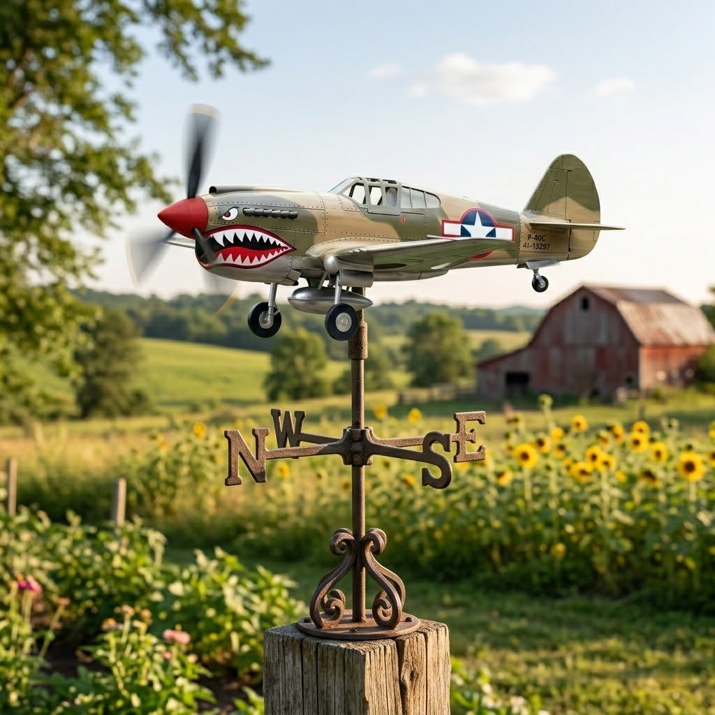 Shark Mouth Warplane Garden Wind Spinner