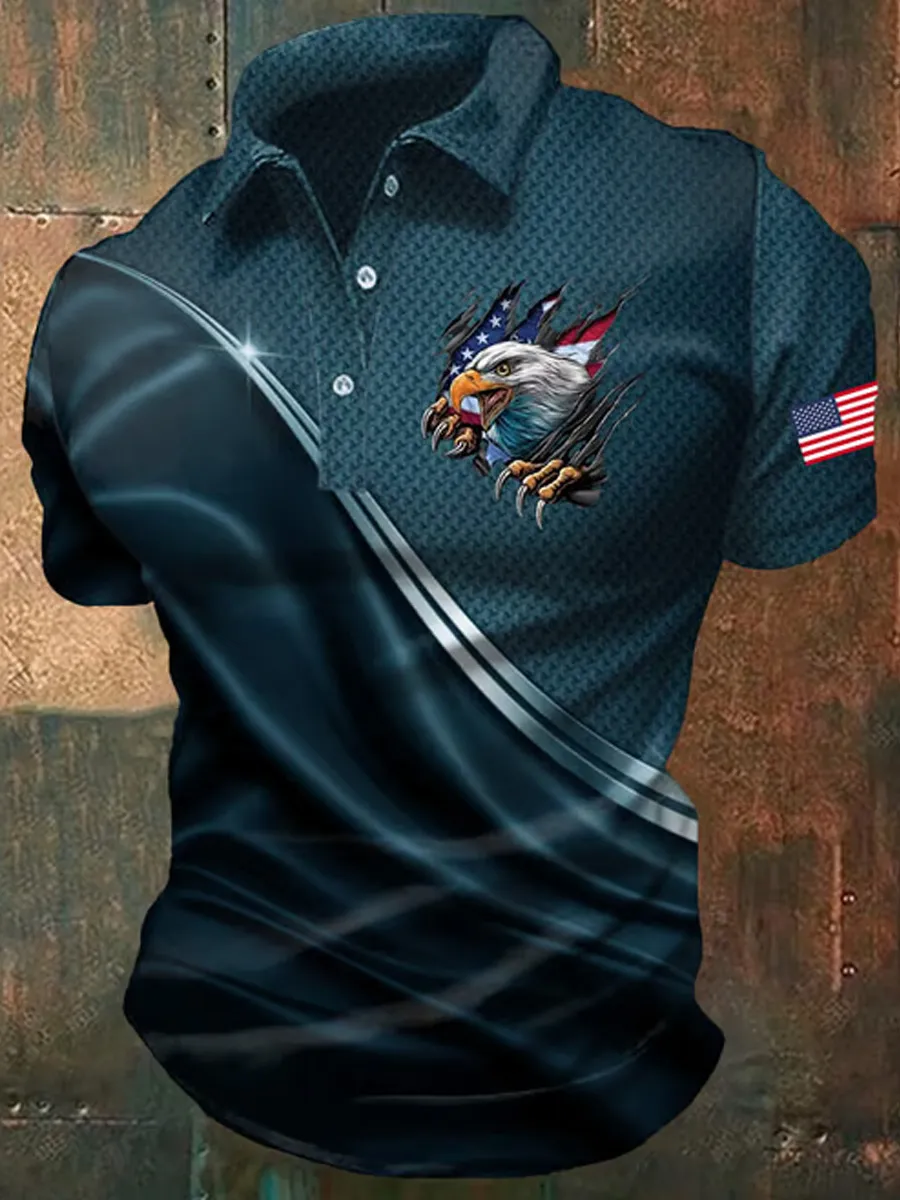 Men's America 250th Anniversary Print Casual Polo Shirt