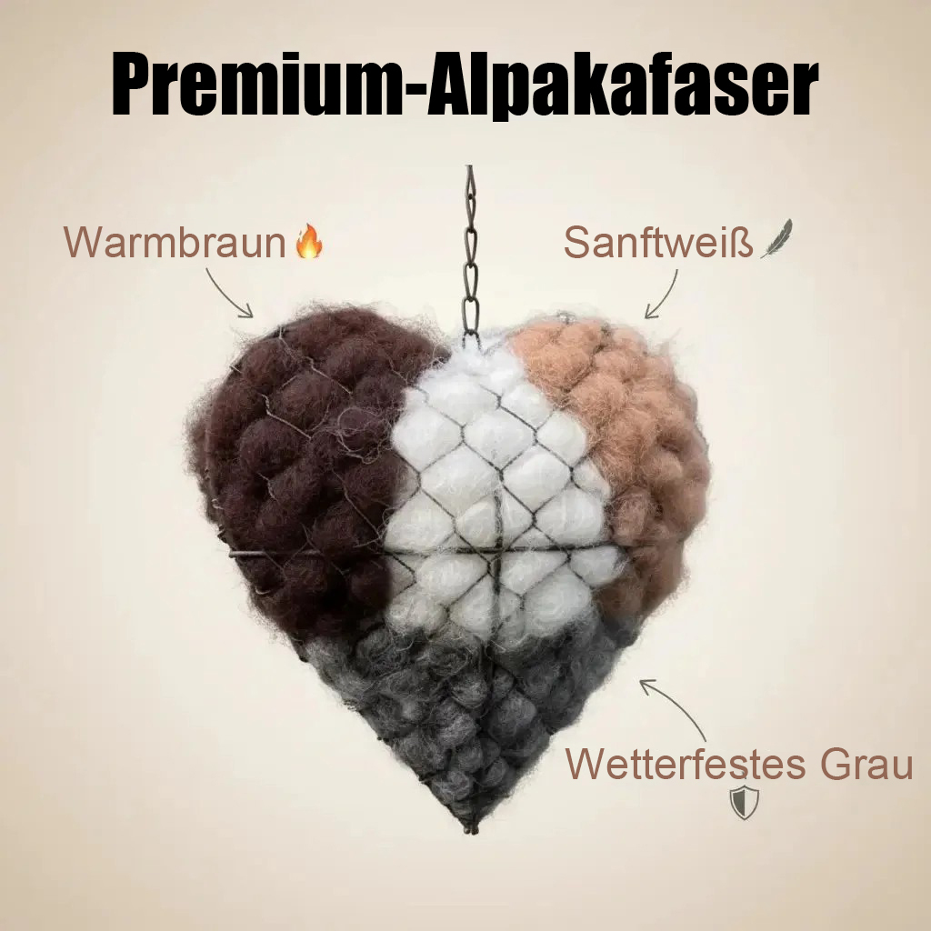 🔥🕊️🏡 Handgefertigtes Vogel-Nistherz aus natürlicher Alpakafaser ❤️ Ein gemütliches Geschenk für Vögel