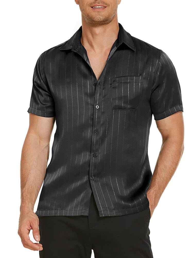 Casual Silk Satin Short Sleeve Shirt 