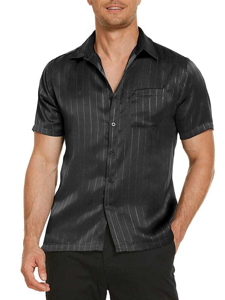 Casual Silk Satin Short Sleeve Shirt 