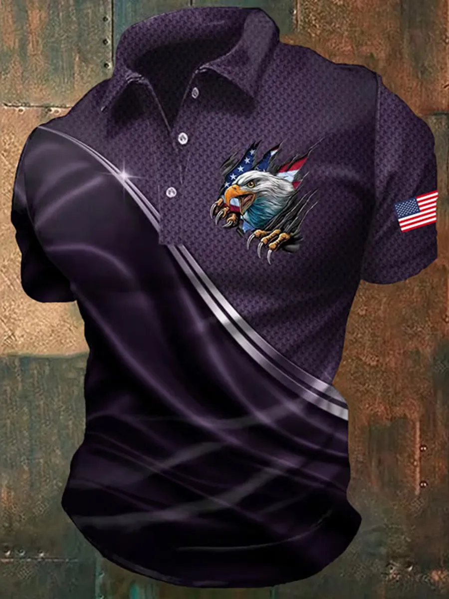 Men's America 250th Anniversary Print Casual Polo Shirt