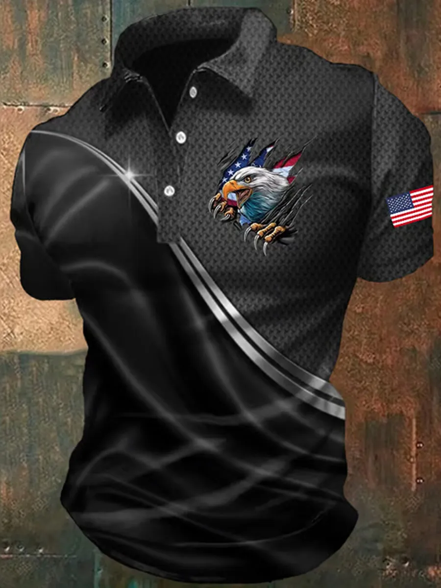 Men's America 250th Anniversary Print Casual Polo Shirt