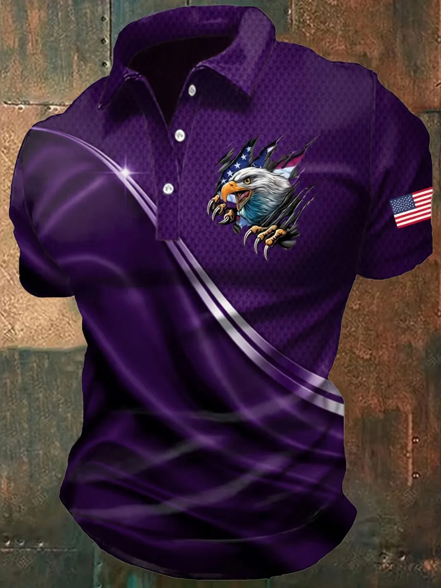 Men's America 250th Anniversary Print Casual Polo Shirt