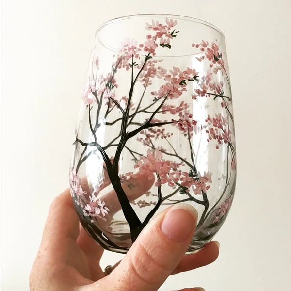 Hand Painted Art - Four Seasons Tree Wine Glasses