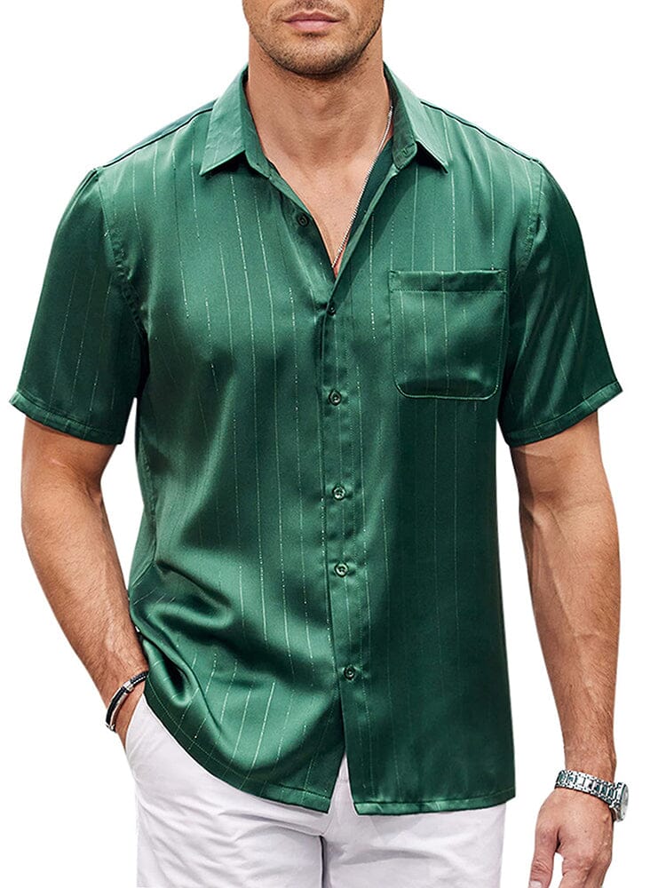 Casual Silk Satin Short Sleeve Shirt 