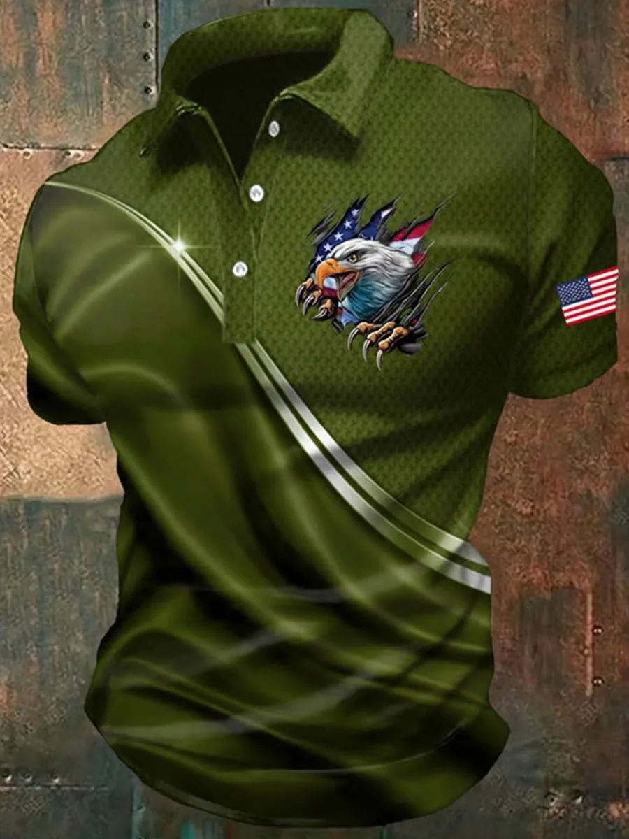 Men's America 250th Anniversary Print Casual Polo Shirt
