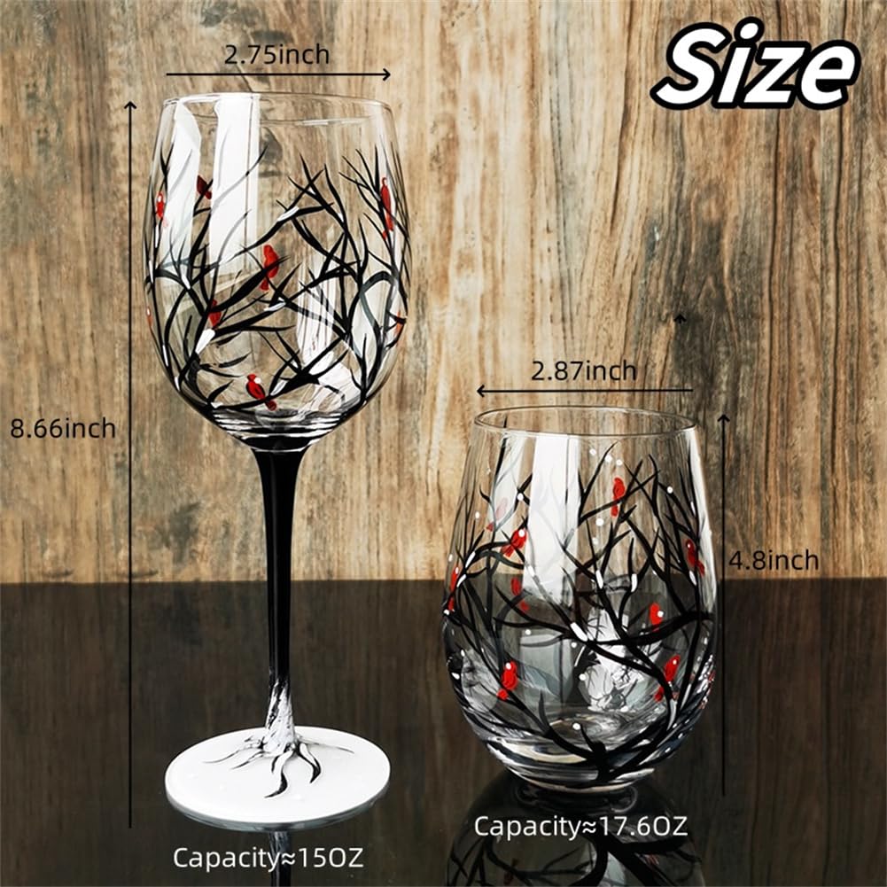 Hand Painted Art - Four Seasons Tree Wine Glasses