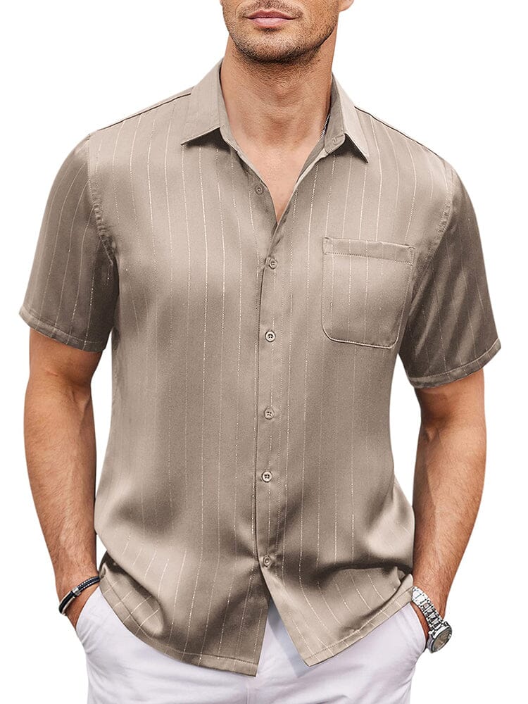 Casual Silk Satin Short Sleeve Shirt 