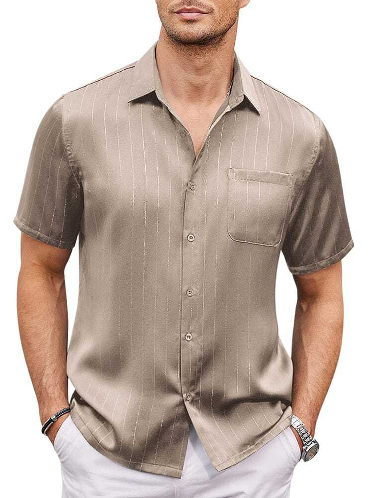 Casual Silk Satin Short Sleeve Shirt 