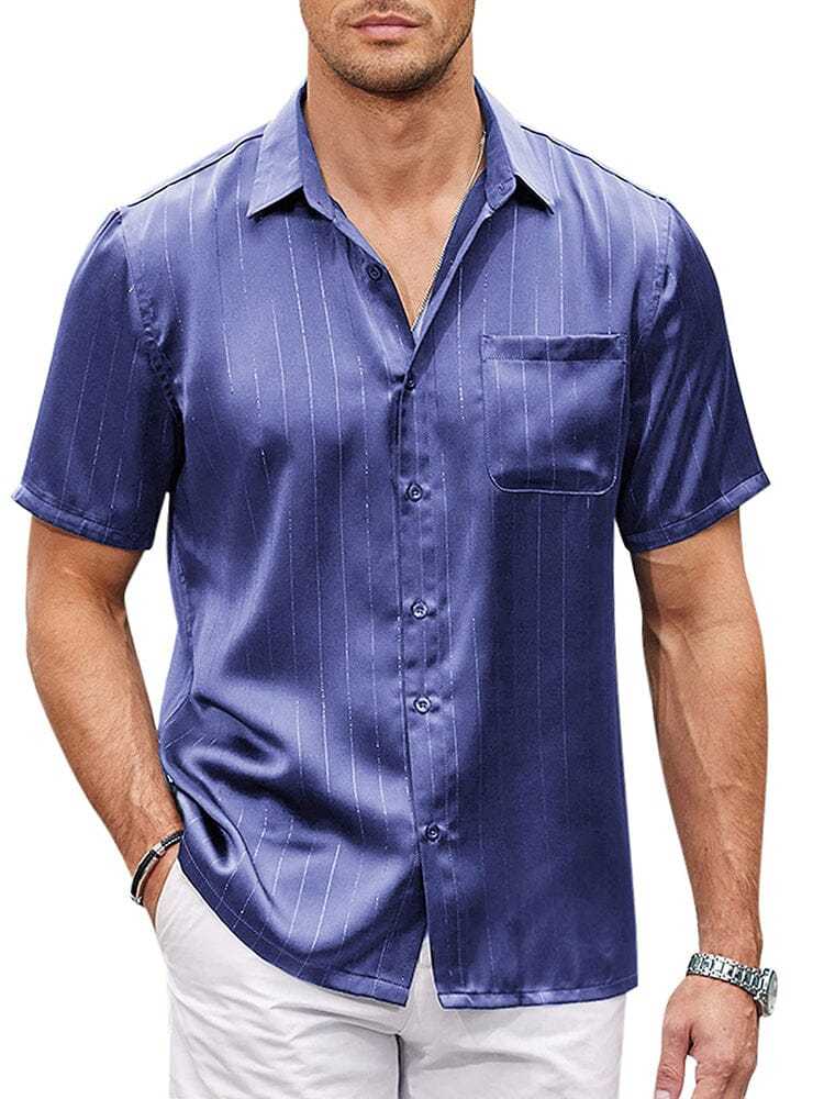 Casual Silk Satin Short Sleeve Shirt 