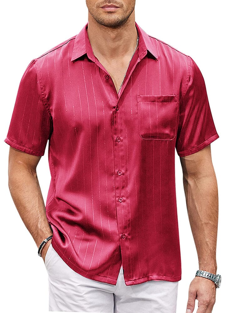 Casual Silk Satin Short Sleeve Shirt 